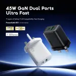 Oraimo PowerGaN 453 Compact Powerful 45W GaN Dual-Port Charger